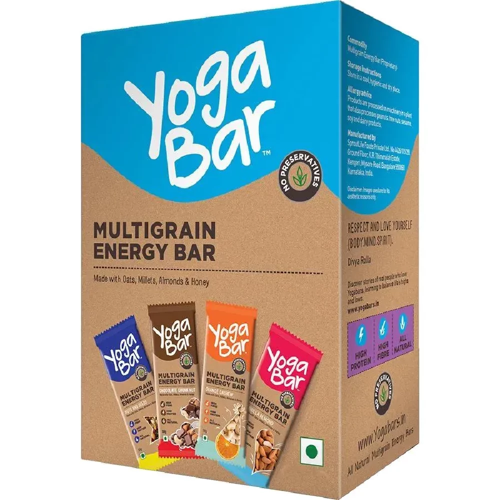 Yoga Bar Multigrain Variety Energy Bar - Chocolate, Vanilla Almonds, Cashew Orange & Nuts & Seeds, 38 g (Pack of 10)-1.webp